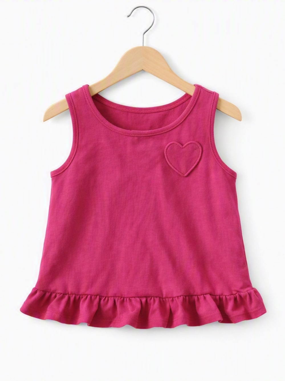 10/$15 George Hot Pink Ruffle Hem Tank Top with Heart Pocket